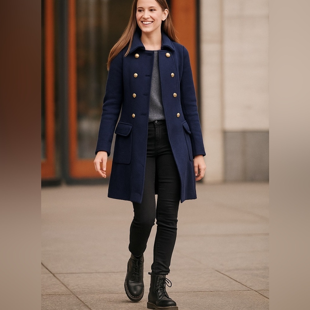 Lauren by Ralph Lauren Coatigan vintage Military coat sweater, LambsWool blend S
